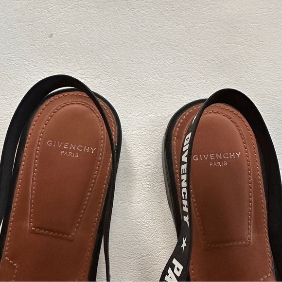Givenchy Rivington Logo Elastic Slingback Black Leather Flats Mules 39.5 US 9.5 - Picture 2 of 13